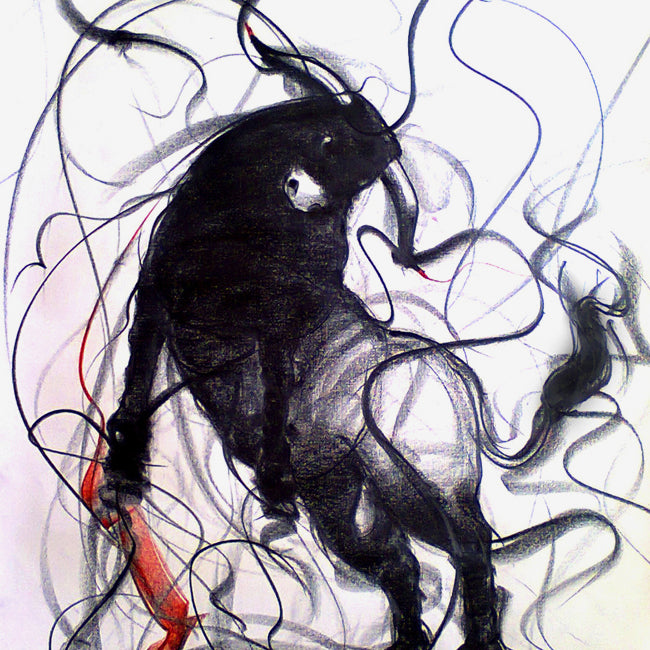 Bull Drawing-102 - SUJITH KUMAR GS MANDYA Art Studio Gallery (SKGSM Art Studio Gallery)