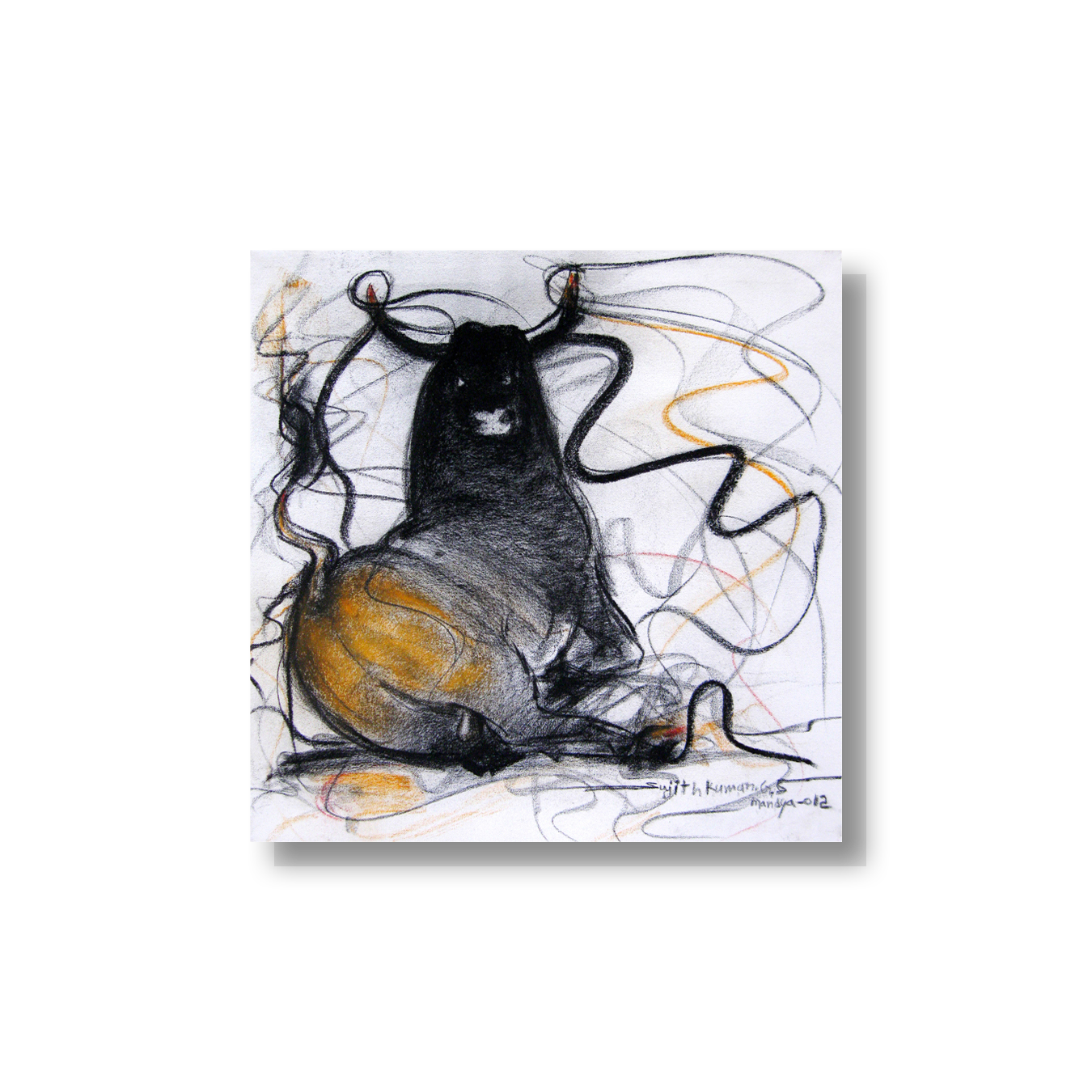 Bull Drawing-104 - SUJITH KUMAR GS MANDYA Art Studio Gallery (SKGSM Art Studio Gallery)