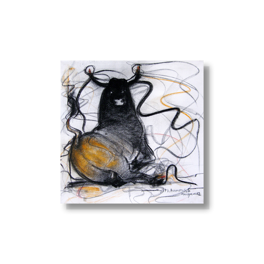 Bull Drawing-104 - SUJITH KUMAR GS MANDYA Art Studio Gallery (SKGSM Art Studio Gallery)