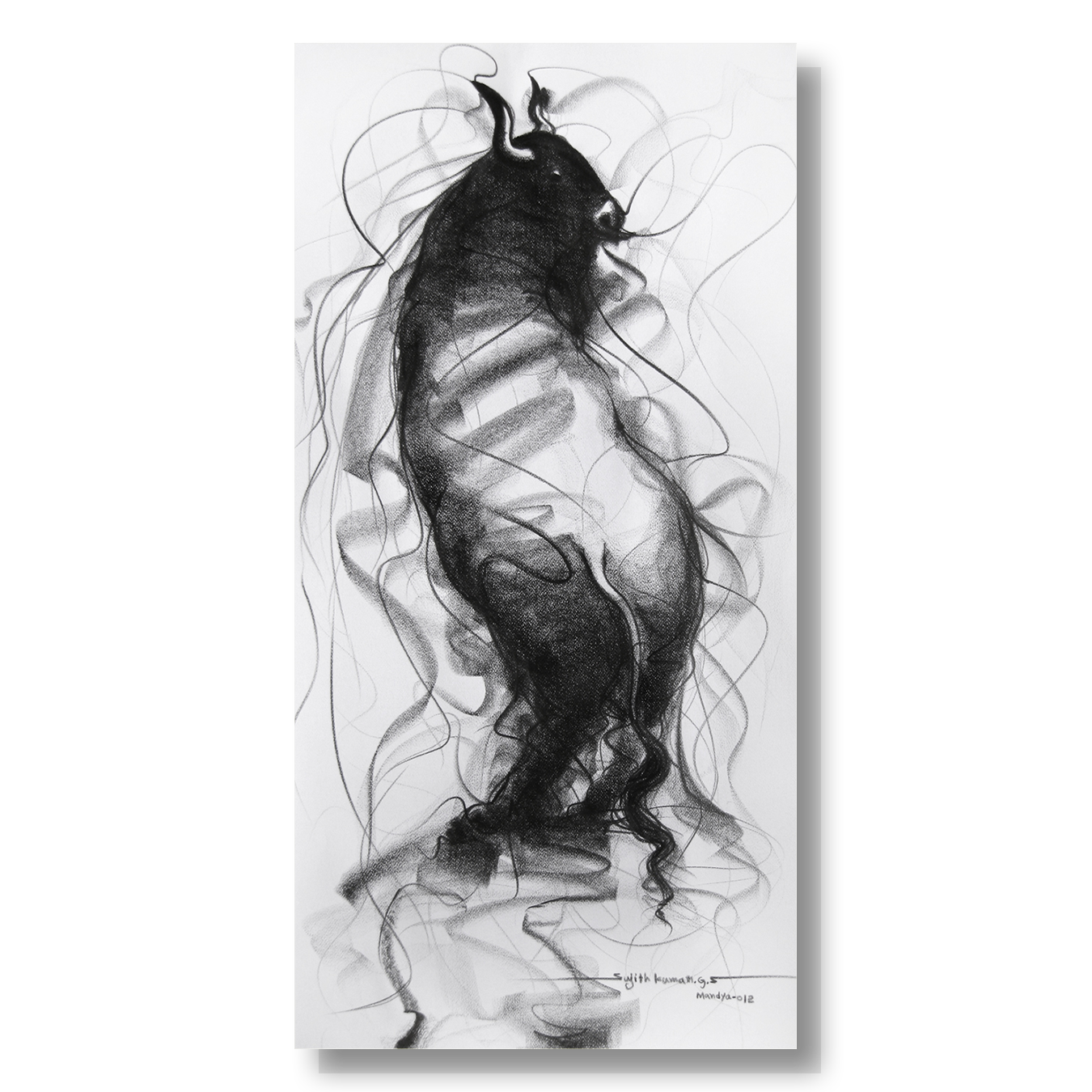 Bull Drawing-109 - SUJITH KUMAR GS MANDYA Art Studio Gallery (SKGSM Art Studio Gallery)