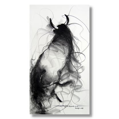 Bull Drawing-110 - SUJITH KUMAR GS MANDYA Art Studio Gallery (SKGSM Art Studio Gallery)