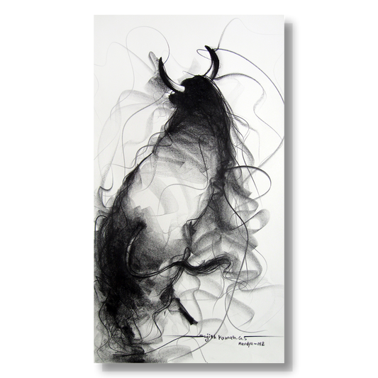 Bull Drawing-110 - SUJITH KUMAR GS MANDYA Art Studio Gallery (SKGSM Art Studio Gallery)