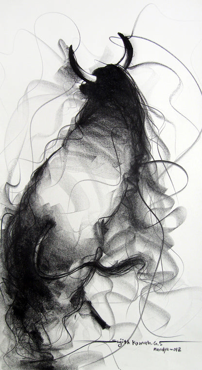 Bull Drawing-110 - SUJITH KUMAR GS MANDYA Art Studio Gallery (SKGSM Art Studio Gallery)