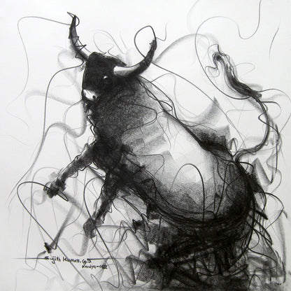 Bull Drawing-111 - SUJITH KUMAR GS MANDYA Art Studio Gallery (SKGSM Art Studio Gallery)
