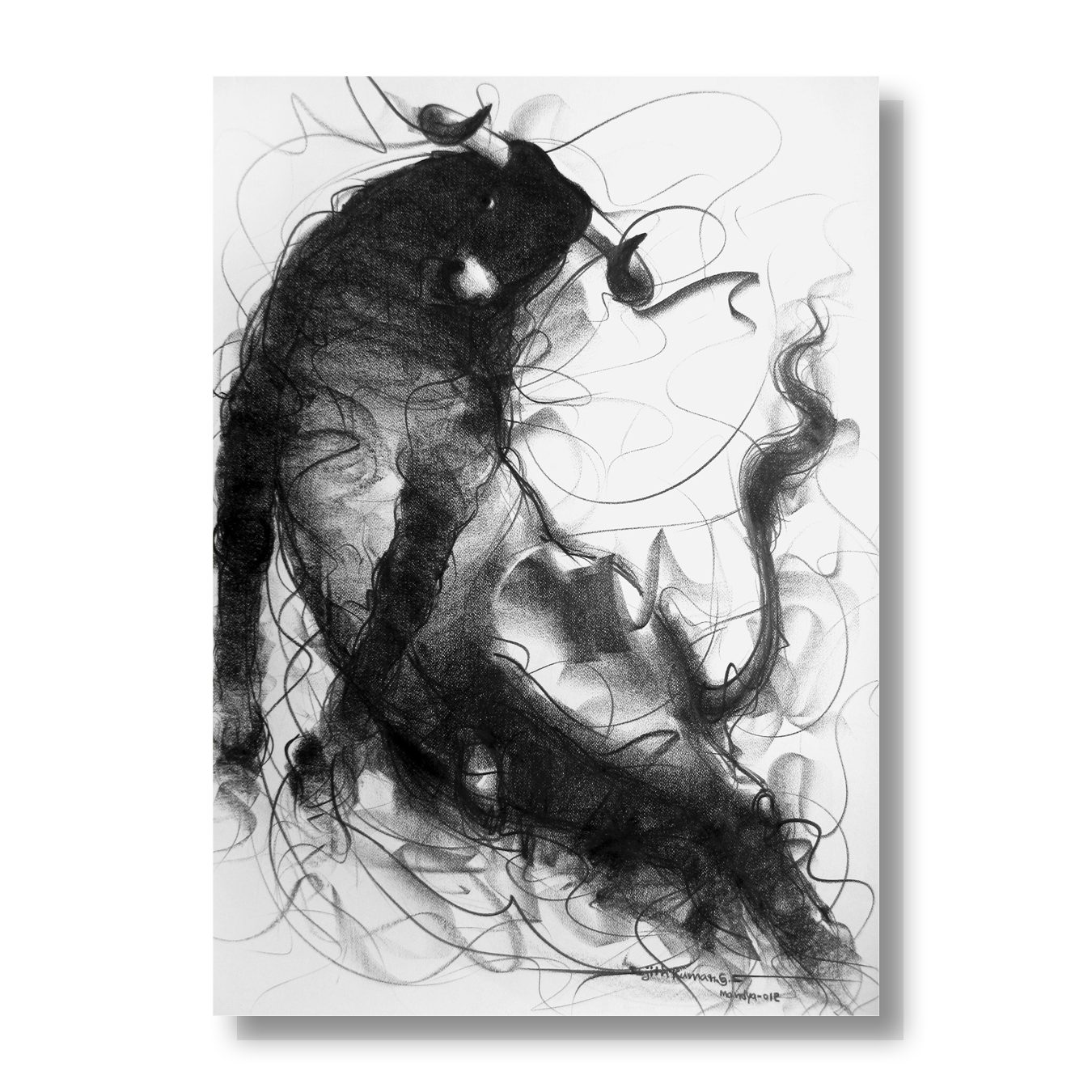 Bull Drawing-113 - SUJITH KUMAR GS MANDYA Art Studio Gallery (SKGSM Art Studio Gallery)