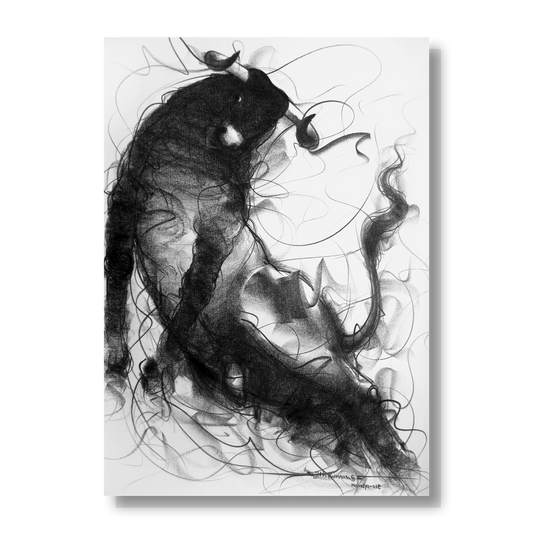 Bull Drawing-113 - SUJITH KUMAR GS MANDYA Art Studio Gallery (SKGSM Art Studio Gallery)