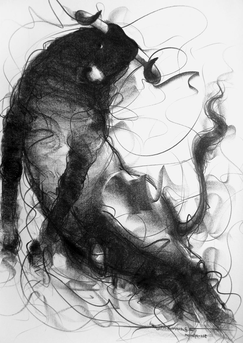 Bull Drawing-113 - SUJITH KUMAR GS MANDYA Art Studio Gallery (SKGSM Art Studio Gallery)