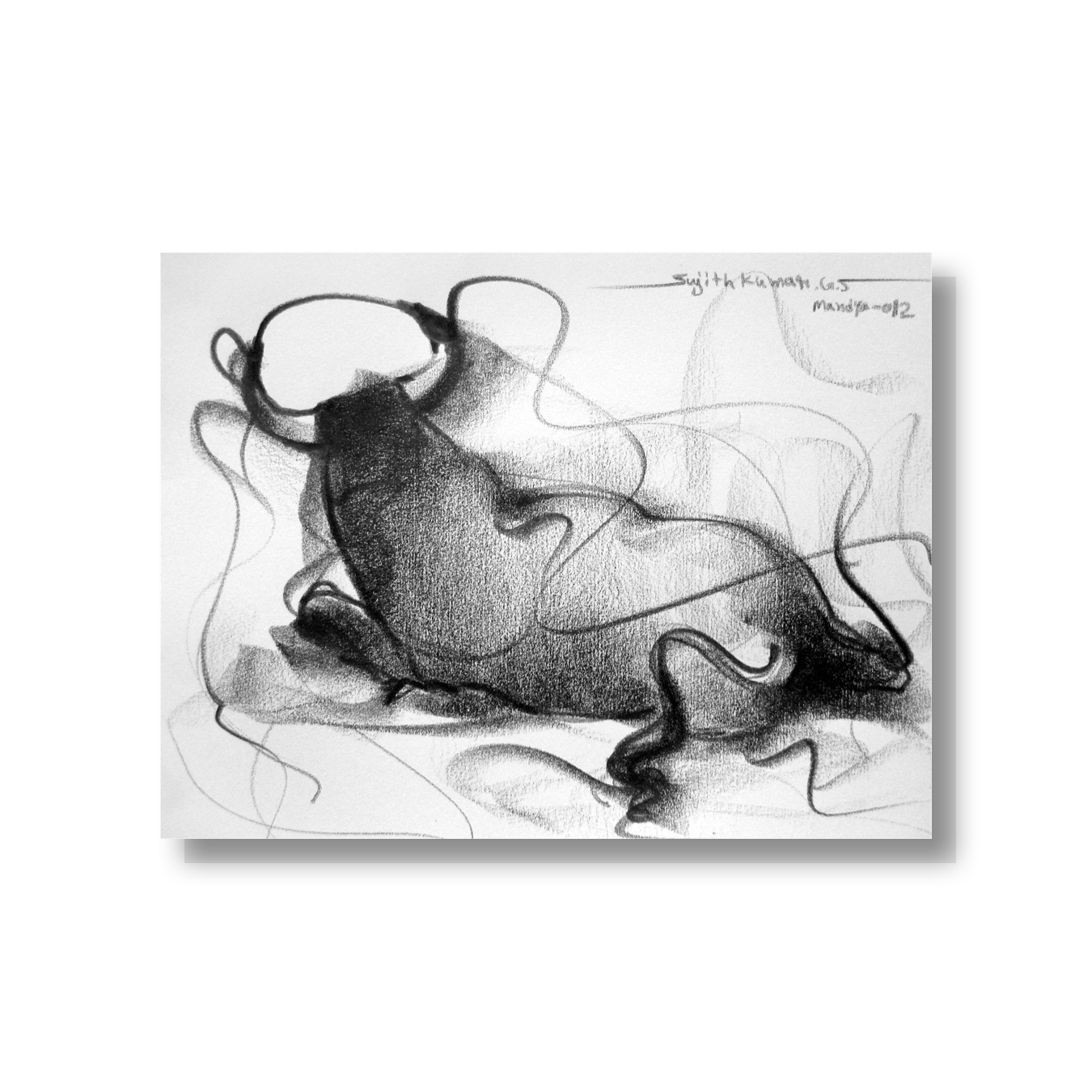 Bull Drawing-119 - SUJITH KUMAR GS MANDYA Art Studio Gallery (SKGSM Art Studio Gallery)