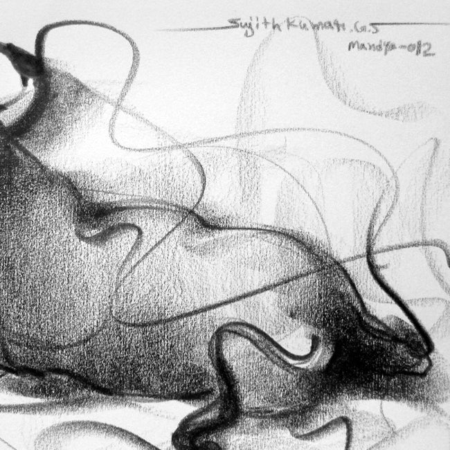 Bull Drawing-119 - SUJITH KUMAR GS MANDYA Art Studio Gallery (SKGSM Art Studio Gallery)