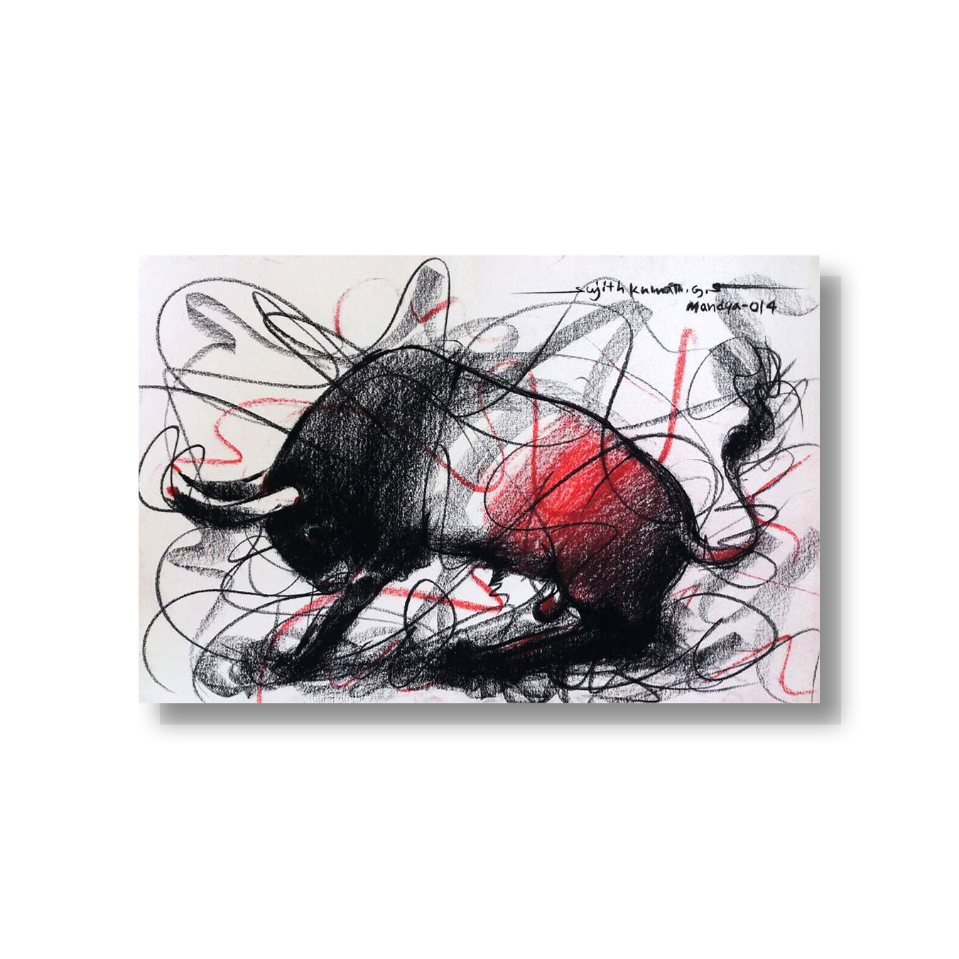 Bull Drawing-130 - SUJITH KUMAR GS MANDYA Art Studio Gallery (SKGSM Art Studio Gallery)