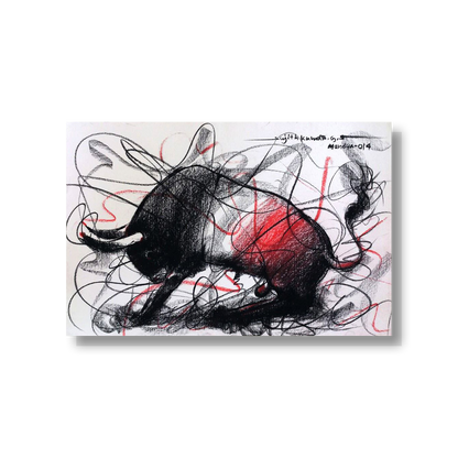 Bull Drawing-130 - SUJITH KUMAR GS MANDYA Art Studio Gallery (SKGSM Art Studio Gallery)