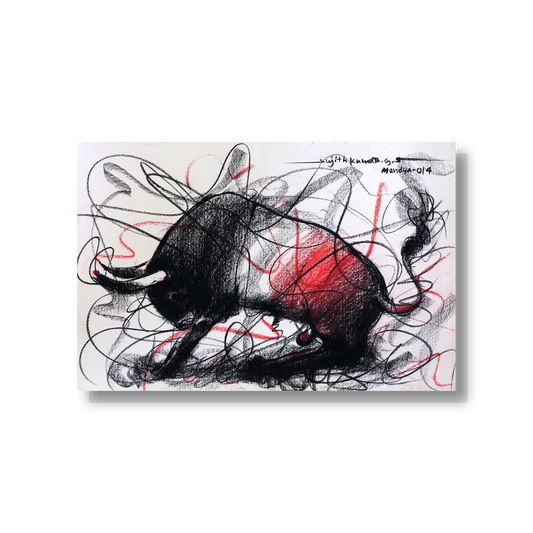 Bull Drawing-130 - SUJITH KUMAR GS MANDYA Art Studio Gallery (SKGSM Art Studio Gallery)
