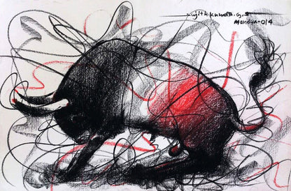 Bull Drawing-130 - SUJITH KUMAR GS MANDYA Art Studio Gallery (SKGSM Art Studio Gallery)