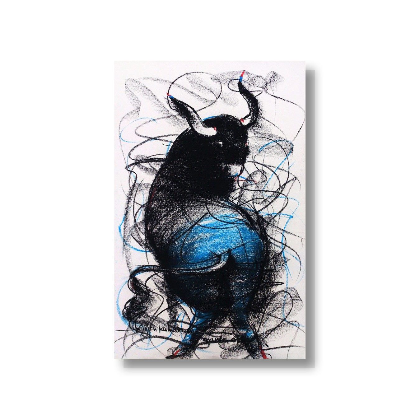 Bull Drawing-131 - SUJITH KUMAR GS MANDYA Art Studio Gallery (SKGSM Art Studio Gallery)