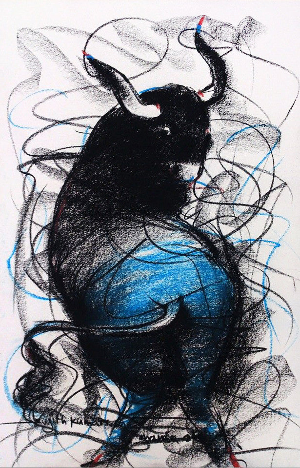 Bull Drawing-131 - SUJITH KUMAR GS MANDYA Art Studio Gallery (SKGSM Art Studio Gallery)