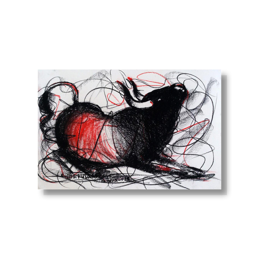 Bull Drawing-132 - SUJITH KUMAR GS MANDYA Art Studio Gallery (SKGSM Art Studio Gallery)