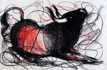 Bull Drawing-132 - SUJITH KUMAR GS MANDYA Art Studio Gallery (SKGSM Art Studio Gallery)