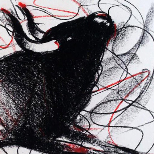Bull Drawing-132 - SUJITH KUMAR GS MANDYA Art Studio Gallery (SKGSM Art Studio Gallery)