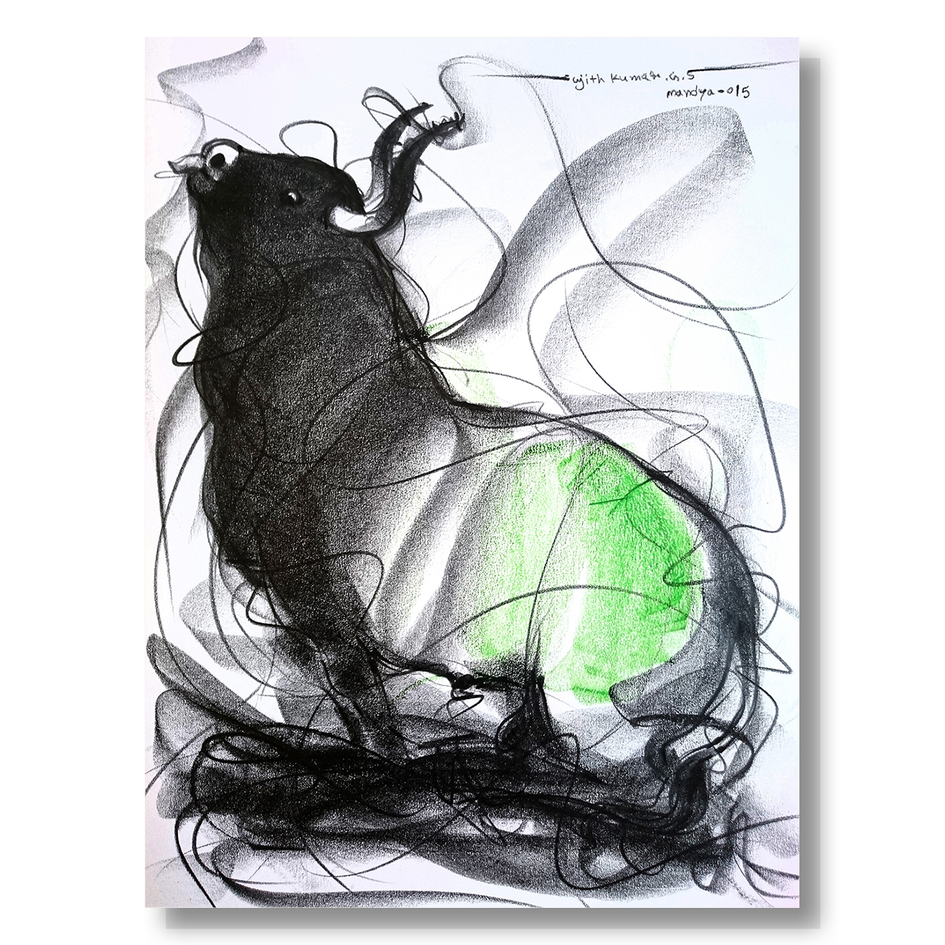 Bull Drawing-600 - SUJITH KUMAR GS MANDYA Art Studio Gallery (SKGSM Art Studio Gallery)