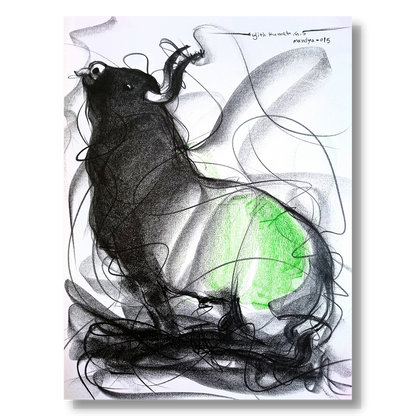 Bull Drawing-600 - SUJITH KUMAR GS MANDYA Art Studio Gallery (SKGSM Art Studio Gallery)