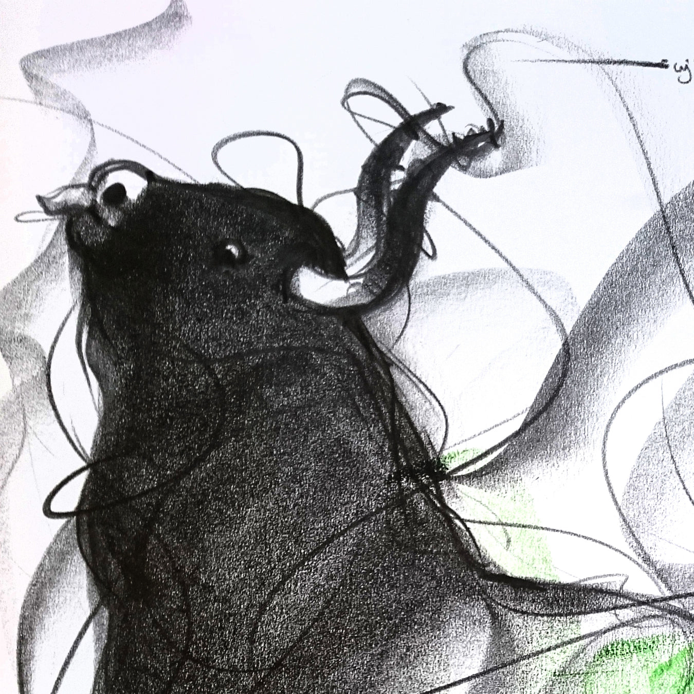 Bull Drawing-600 - SUJITH KUMAR GS MANDYA Art Studio Gallery (SKGSM Art Studio Gallery)