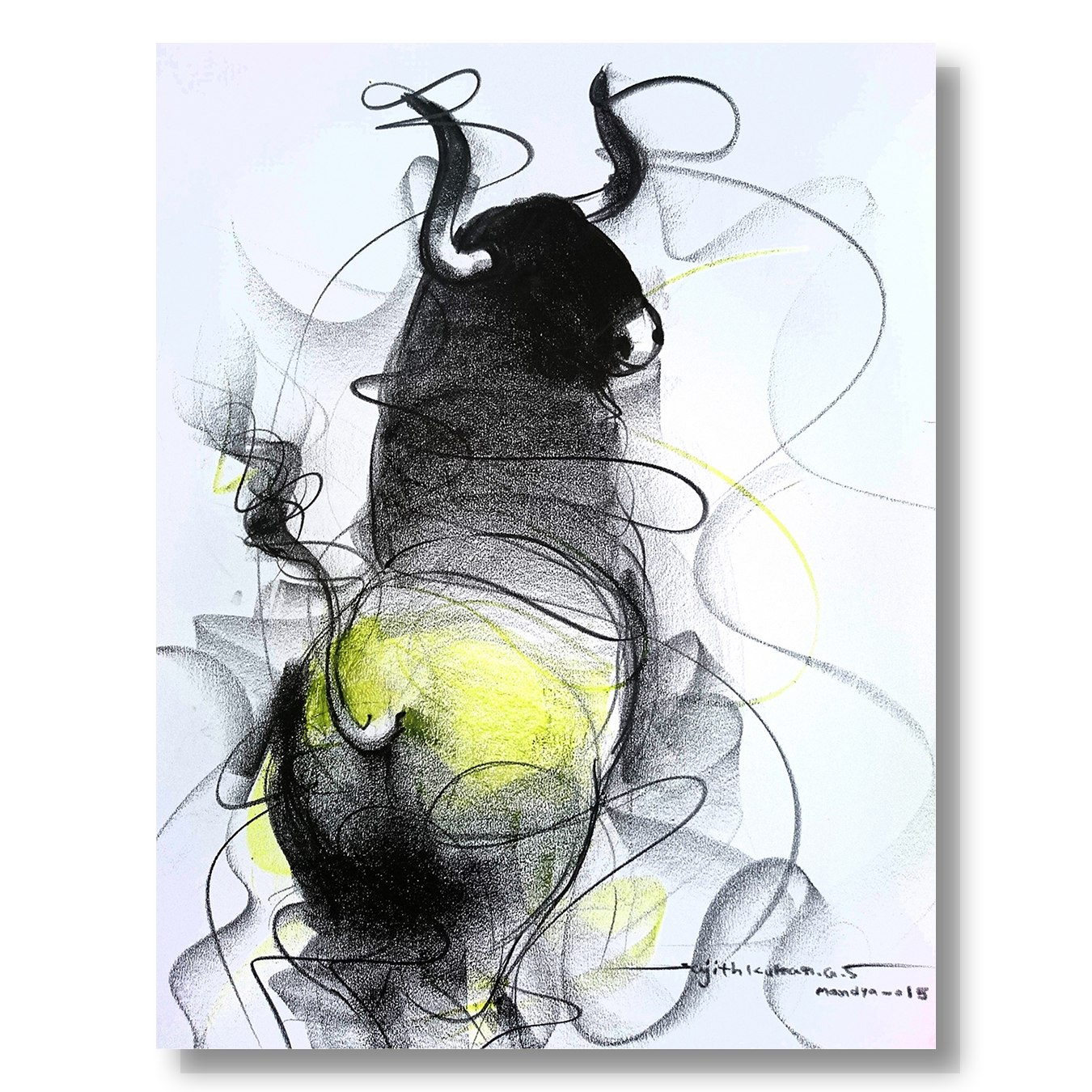 Bull Drawing-601 - SUJITH KUMAR GS MANDYA Art Studio Gallery (SKGSM Art Studio Gallery)
