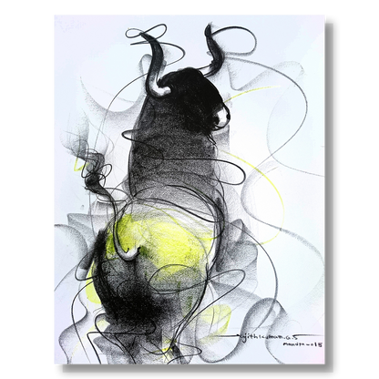 Bull Drawing-601 - SUJITH KUMAR GS MANDYA Art Studio Gallery (SKGSM Art Studio Gallery)