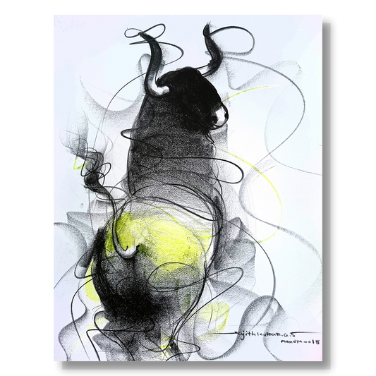 Bull Drawing-601 - SUJITH KUMAR GS MANDYA Art Studio Gallery (SKGSM Art Studio Gallery)