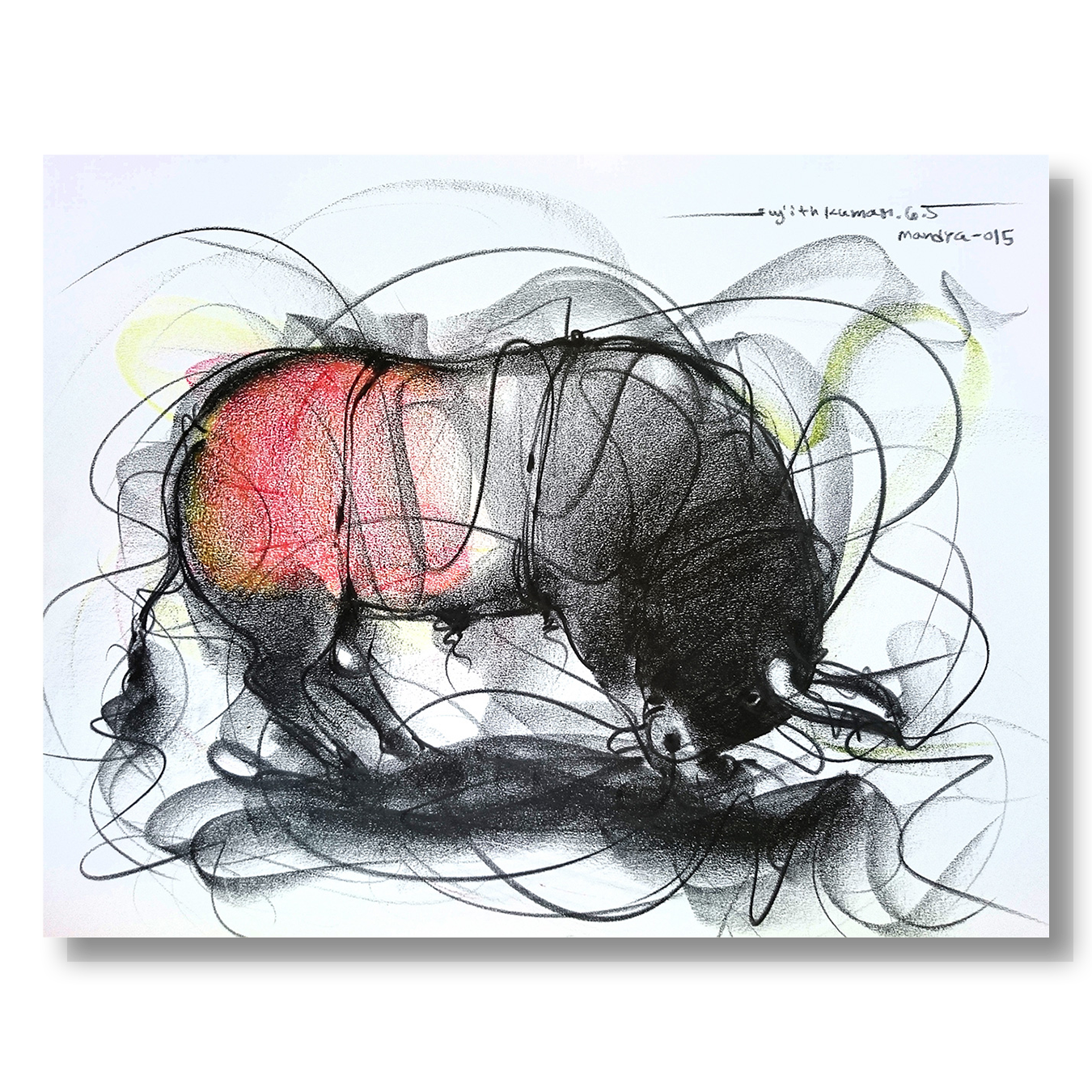 Bull Drawing-602 - SUJITH KUMAR GS MANDYA Art Studio Gallery (SKGSM Art Studio Gallery)