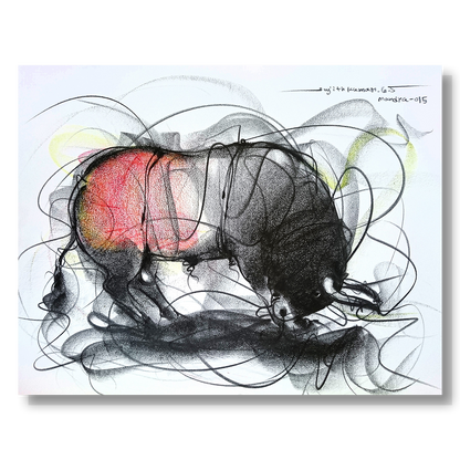 Bull Drawing-602 - SUJITH KUMAR GS MANDYA Art Studio Gallery (SKGSM Art Studio Gallery)