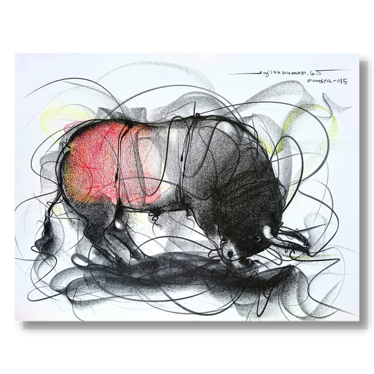 Bull Drawing-602 - SUJITH KUMAR GS MANDYA Art Studio Gallery (SKGSM Art Studio Gallery)