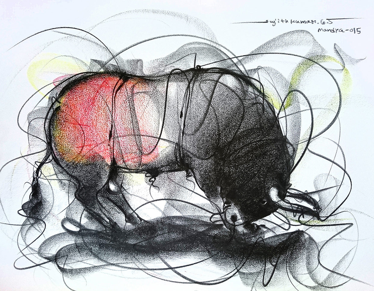 Bull Drawing-602 - SUJITH KUMAR GS MANDYA Art Studio Gallery (SKGSM Art Studio Gallery)
