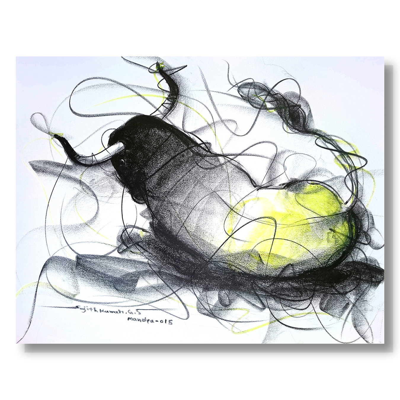 Bull Drawing-603 - SUJITH KUMAR GS MANDYA Art Studio Gallery (SKGSM Art Studio Gallery)