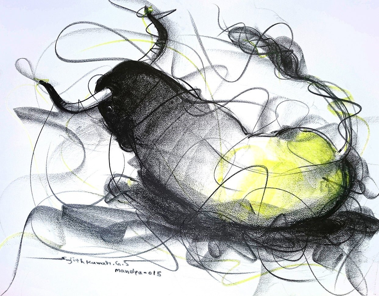 Bull Drawing-603 - SUJITH KUMAR GS MANDYA Art Studio Gallery (SKGSM Art Studio Gallery)