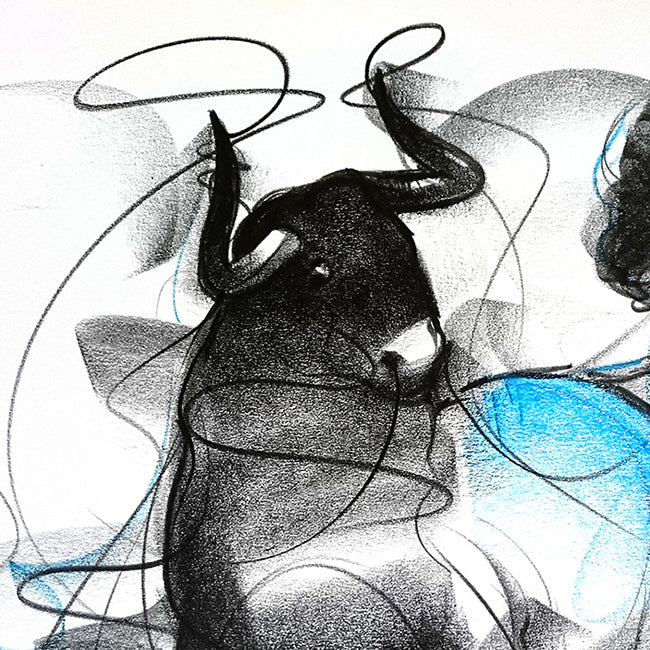 Bull Drawing-604 - SUJITH KUMAR GS MANDYA Art Studio Gallery (SKGSM Art Studio Gallery)