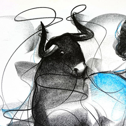 Bull Drawing-604 - SUJITH KUMAR GS MANDYA Art Studio Gallery (SKGSM Art Studio Gallery)