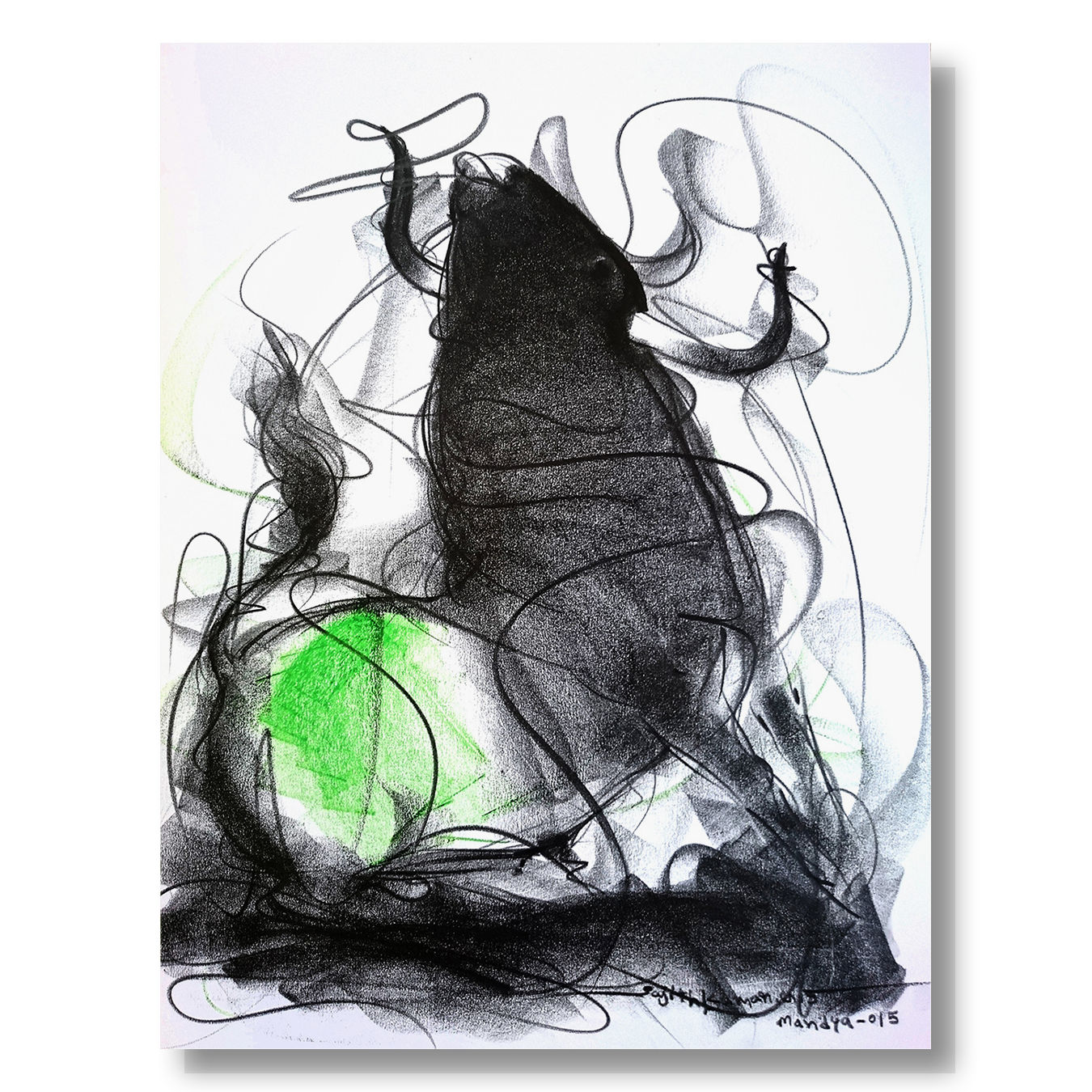 Bull Drawing-605 - SUJITH KUMAR GS MANDYA Art Studio Gallery (SKGSM Art Studio Gallery)