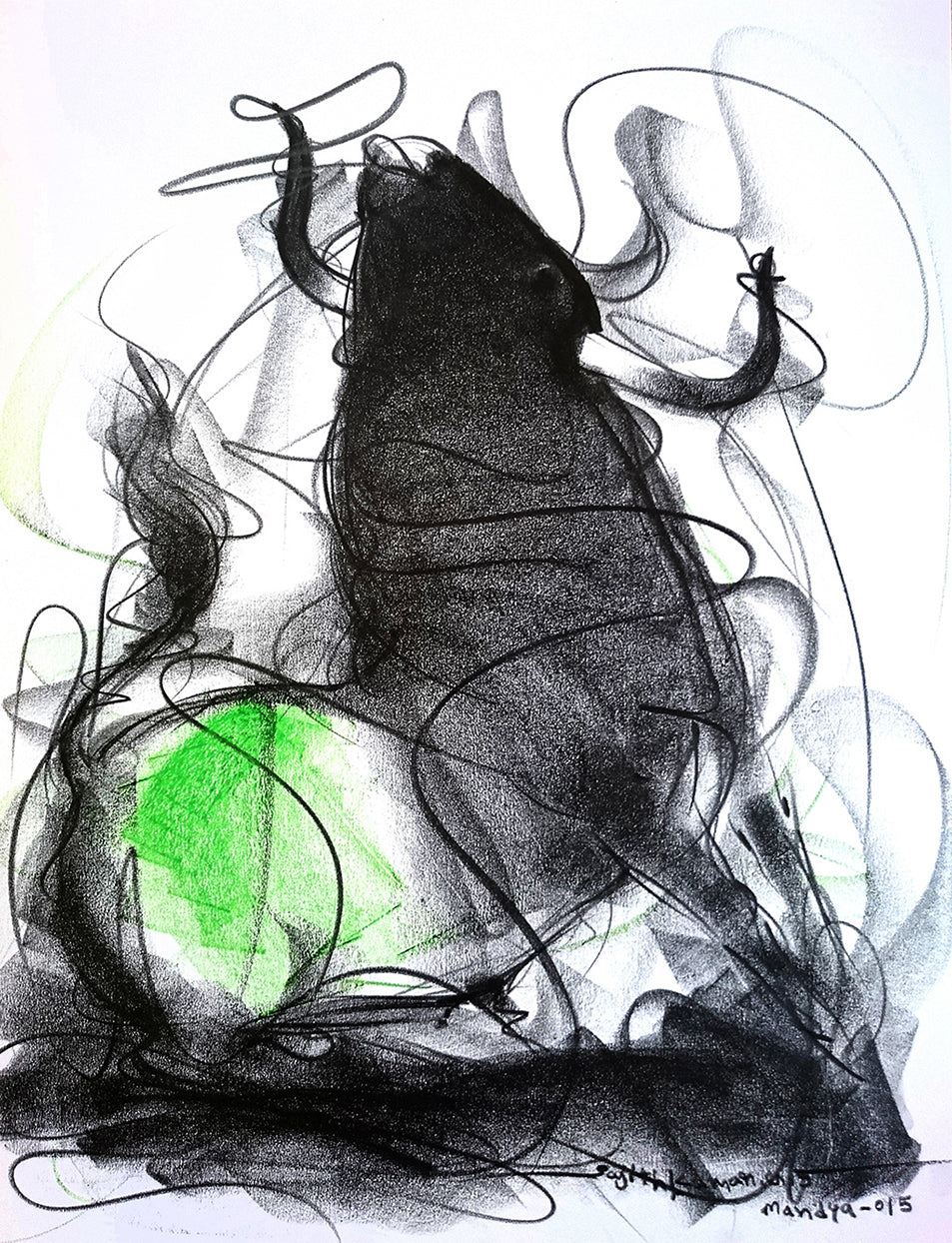 Bull Drawing-605 - SUJITH KUMAR GS MANDYA Art Studio Gallery (SKGSM Art Studio Gallery)