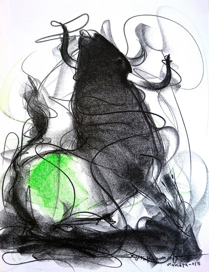 Bull Drawing-605 - SUJITH KUMAR GS MANDYA Art Studio Gallery (SKGSM Art Studio Gallery)