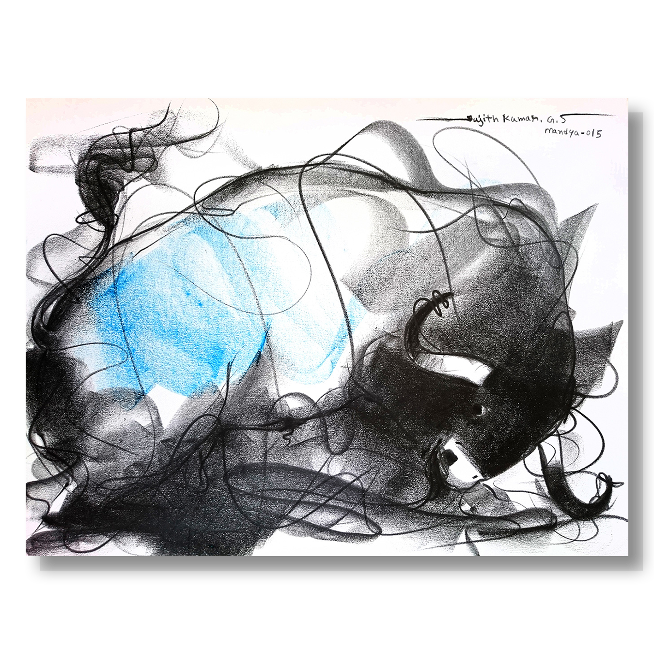 Bull Drawing-606 - SUJITH KUMAR GS MANDYA Art Studio Gallery (SKGSM Art Studio Gallery)