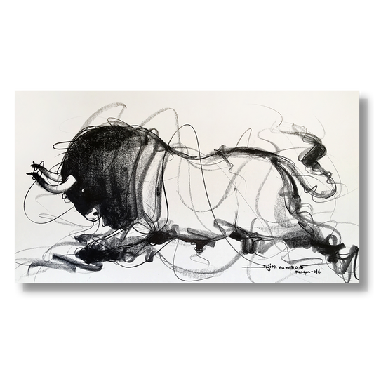Bull Drawing-640 - SUJITH KUMAR GS MANDYA Art Studio Gallery (SKGSM Art Studio Gallery)