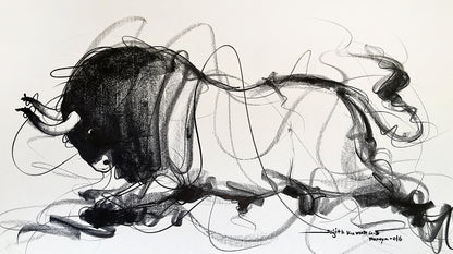 Bull Drawing-640 - SUJITH KUMAR GS MANDYA Art Studio Gallery (SKGSM Art Studio Gallery)