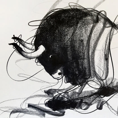 Bull Drawing-640 - SUJITH KUMAR GS MANDYA Art Studio Gallery (SKGSM Art Studio Gallery)