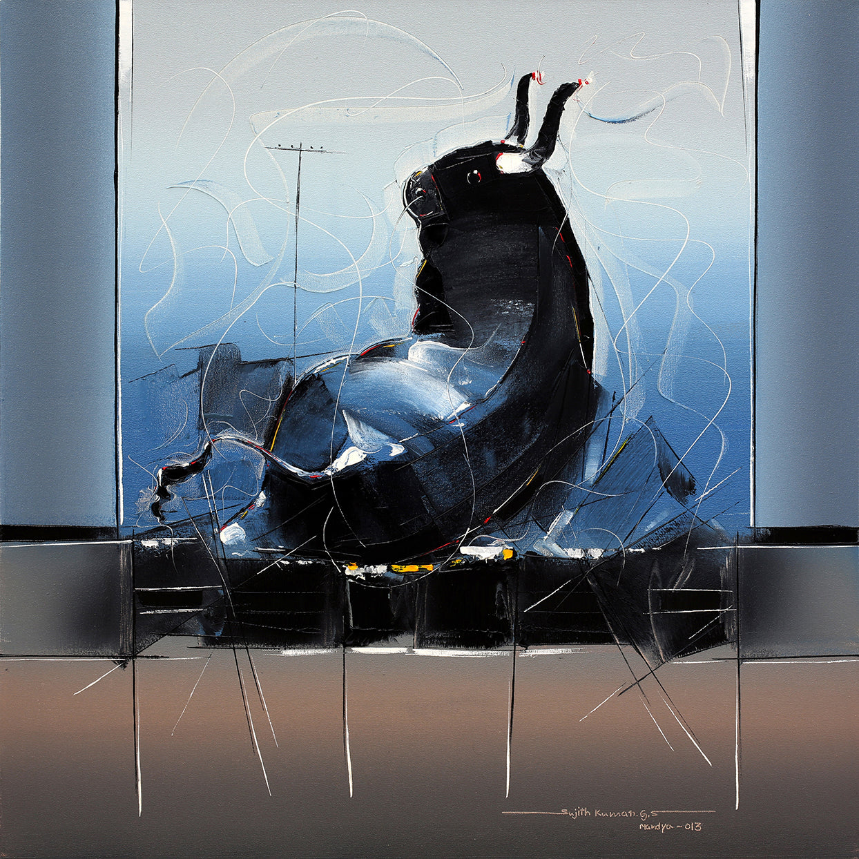 Bull-45 - SUJITH KUMAR GS MANDYA Art Studio Gallery (SKGSM Art Studio Gallery)