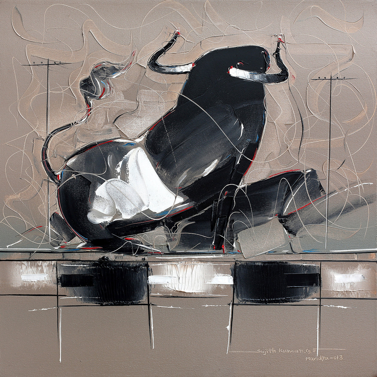 Bull-57 - SUJITH KUMAR GS MANDYA Art Studio Gallery (SKGSM Art Studio Gallery)