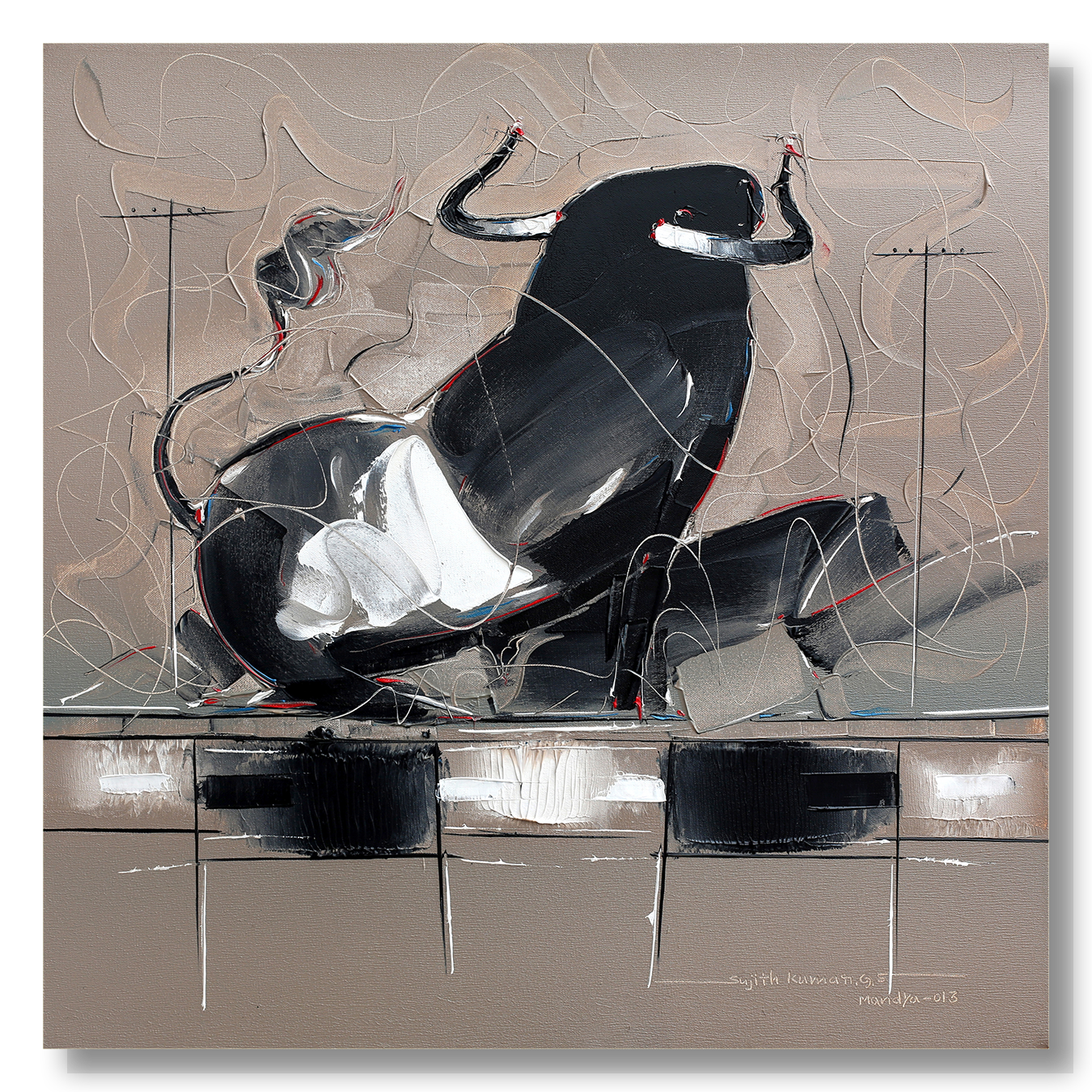 Bull-57 - SUJITH KUMAR GS MANDYA Art Studio Gallery (SKGSM Art Studio Gallery)