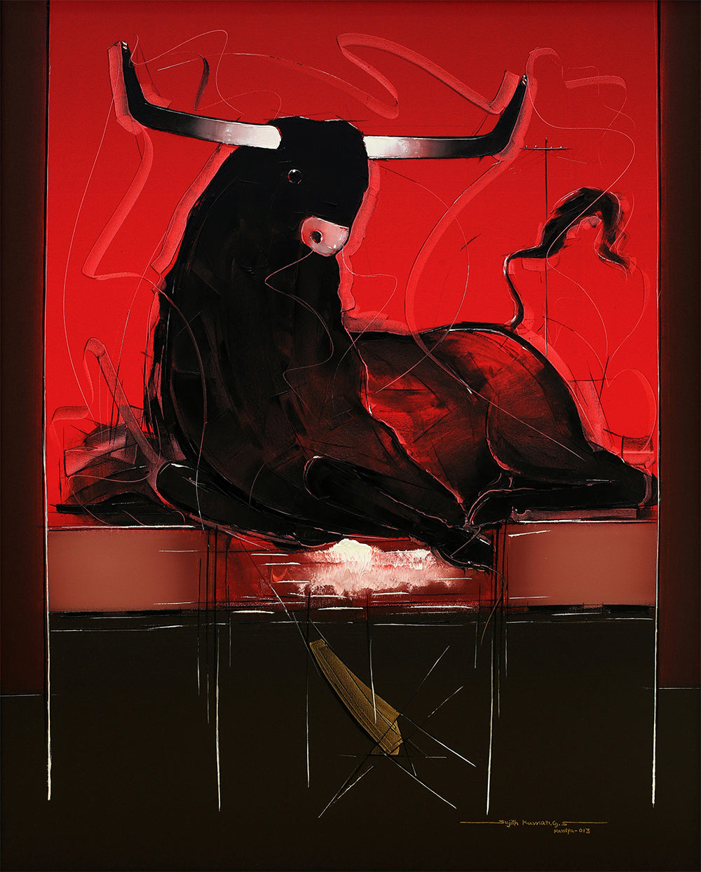 Bull-65 - SUJITH KUMAR GS MANDYA Art Studio Gallery (SKGSM Art Studio Gallery)