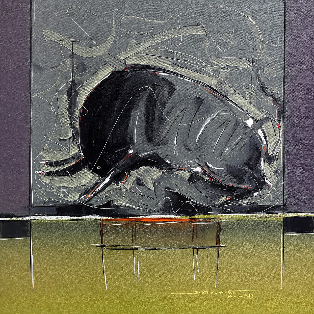 Bull-68 - SUJITH KUMAR GS MANDYA Art Studio Gallery (SKGSM Art Studio Gallery)