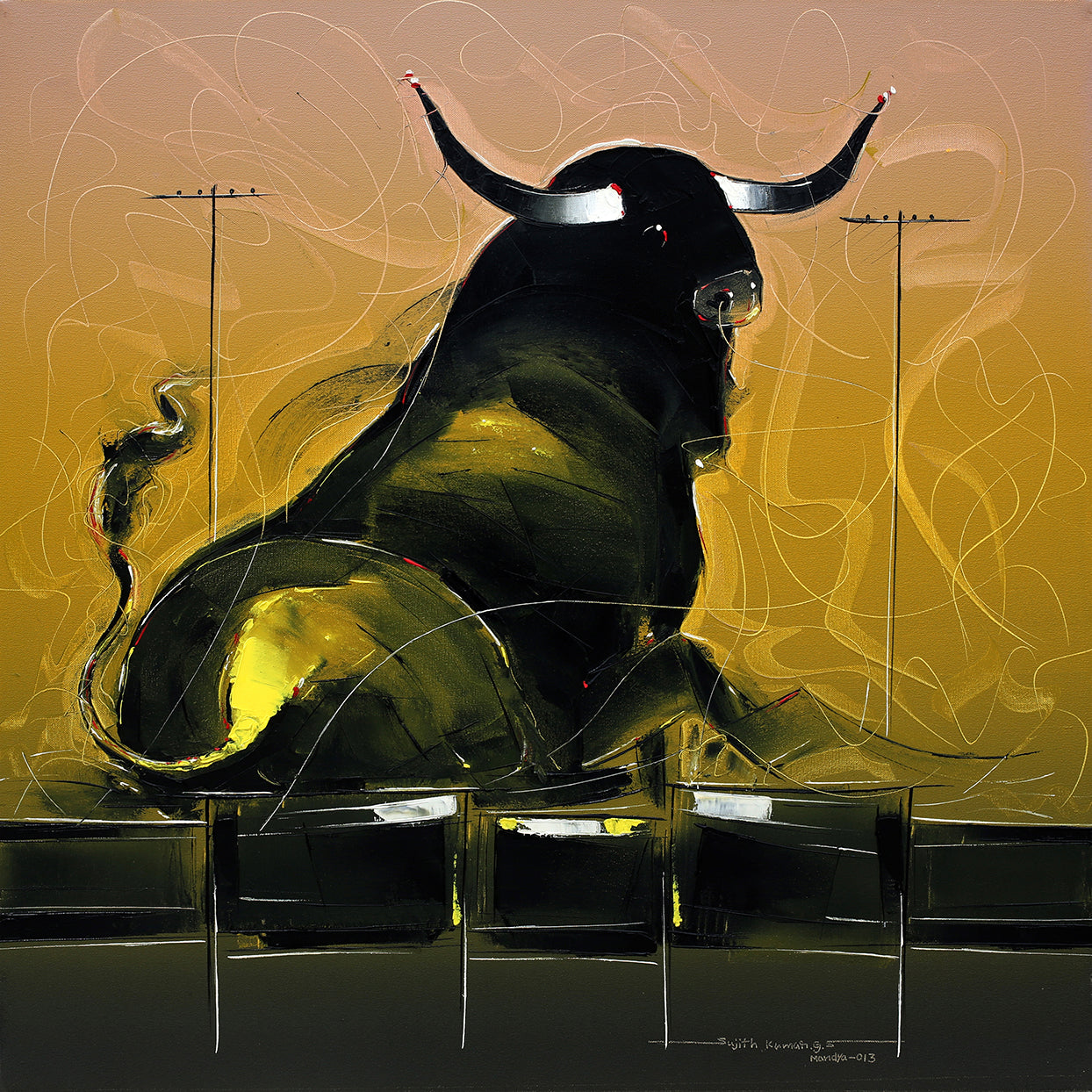 Bull-80 - SUJITH KUMAR GS MANDYA Art Studio Gallery (SKGSM Art Studio Gallery)