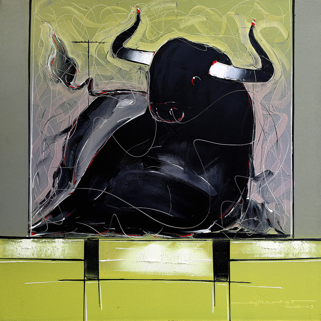 Bull-82 - SUJITH KUMAR GS MANDYA Art Studio Gallery (SKGSM Art Studio Gallery)